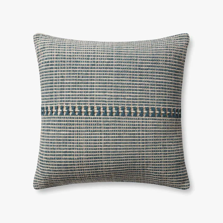 Chris Loves Julia x Loloi Harvey Blue  / Natural 22" x 22" Cover Only