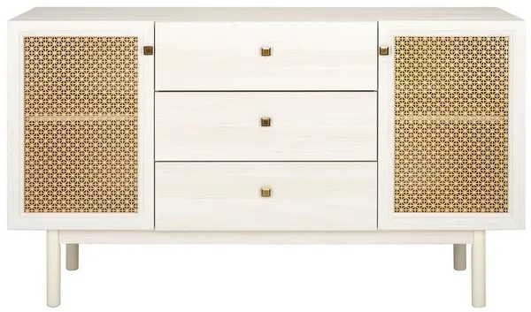 Piran 2 Door 3 Drawer Sideboard/Media Stand - Bleached White / Gold