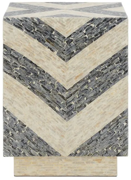 Blythe Square Stool - White / Dark Gray