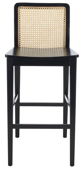 Benicio Rattan Bar Stool, Set Of 2 - Black / Natural
