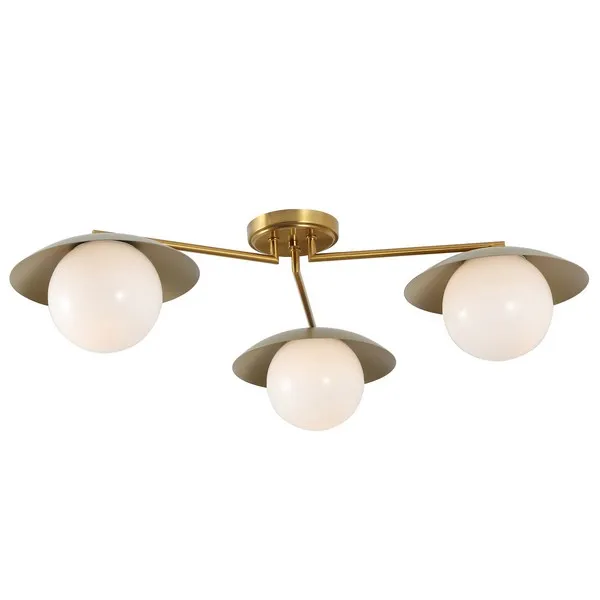 Kylo, 3 Light, 32 Inch, Brass, Metal Flush Mount