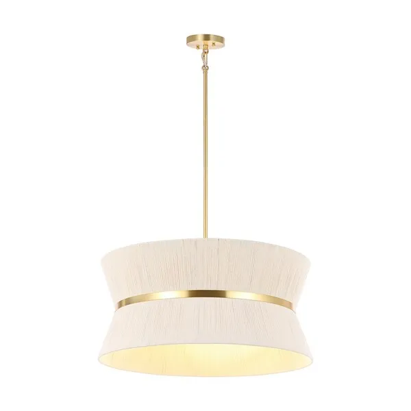 Alma, 4 Light, 24" Chandelier - Bleached Natural/Brass