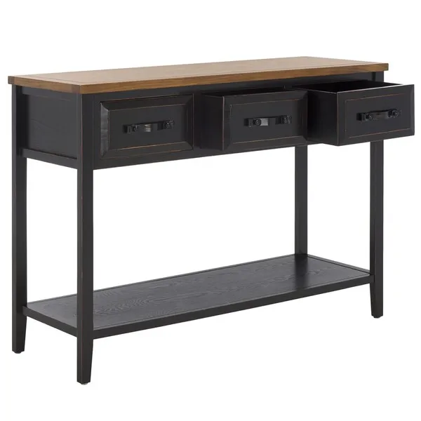 Aiden 3 Drawer Console Table - Black/Oak