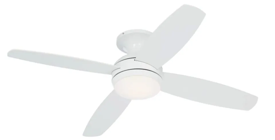 52" Casa Elite White LED Hugger Ceiling Fan with Remote Control