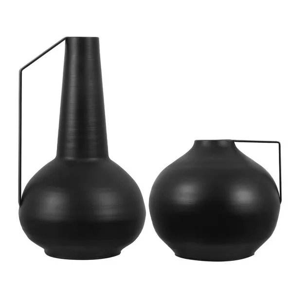 Luca Iron Vase, Set Of 2 - Black