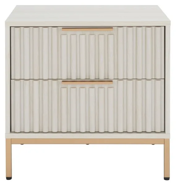 Lylia 2 Drawer Nightstand - Bleached White/Gold