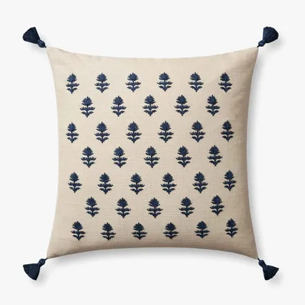 Magnolia Home by Joanna Gaines x Loloi Addison Beige / Navy 22" x 22" Cover w/Down