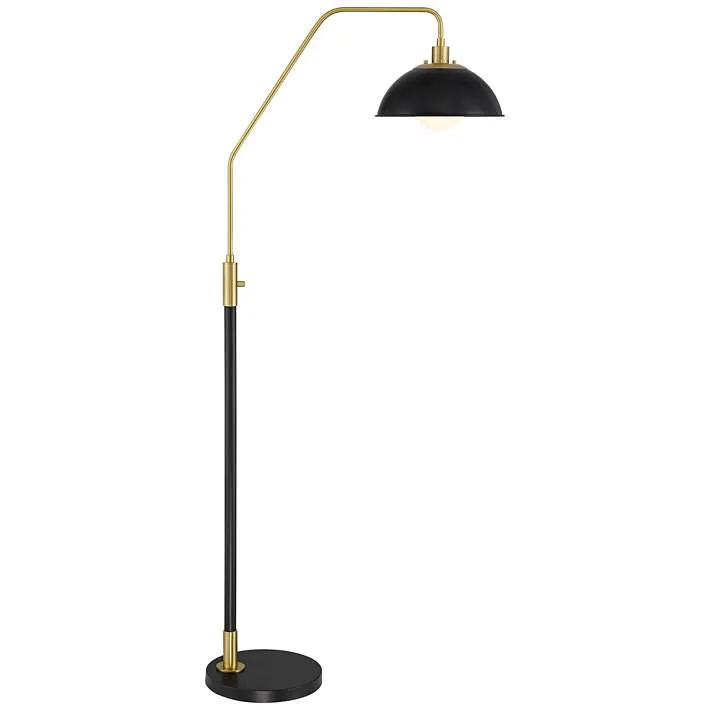 Possini Euro Baltar 68 1/2" Dome Shade Brass and Black Arc Floor Lamp