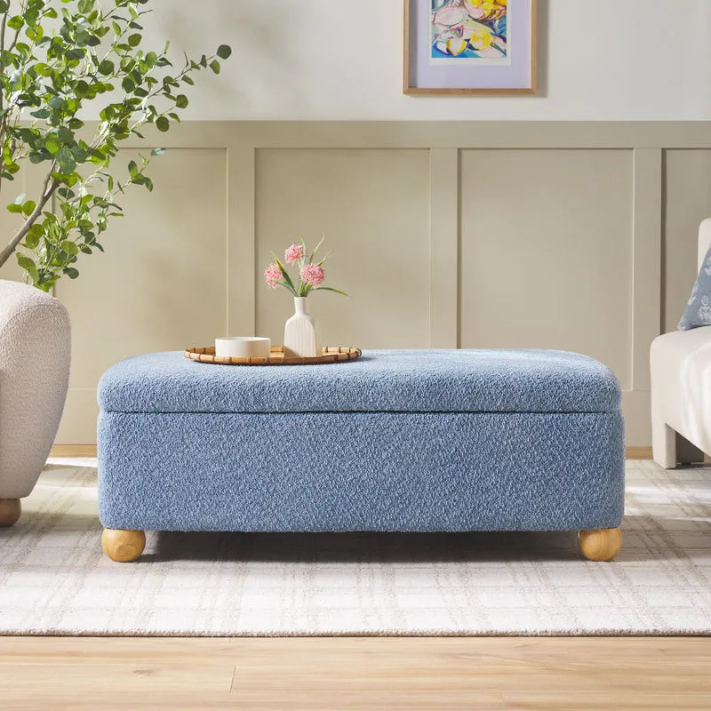 Linley Contemporary Easy Assembly Boucle Large Storage Ottoman