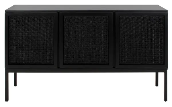 Zadie 2 Shelf Rattan Sideboard - Black