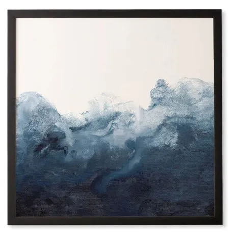 Indigo Depths No 1 by Kris Kivu - Framed Wall Art Basic White 20" x 20"