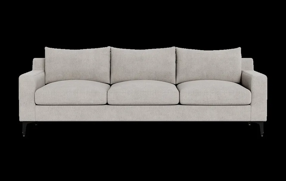 Sloan 3-Seat Sofa | Cement | 40"D, Black L Legs, 95"W, Down Alternative Cushion