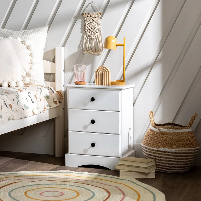 Modern 3 Drawer Nightstand - White