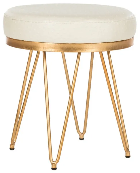Jenine Faux Ostrich Round Bench - Cream
