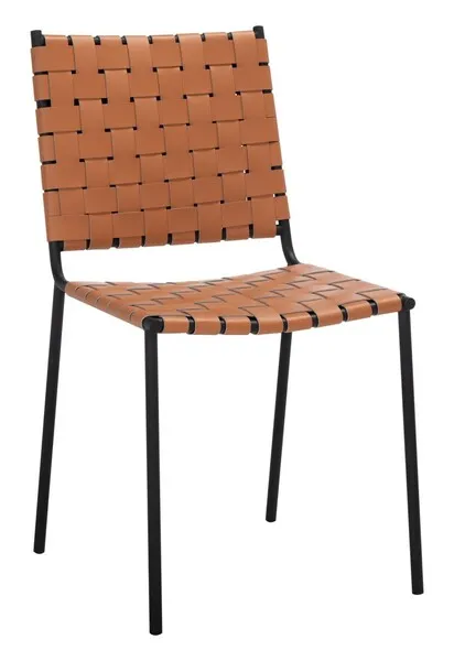 Wesson Woven Dining Chair, Set Of 2 - Cognac / Black