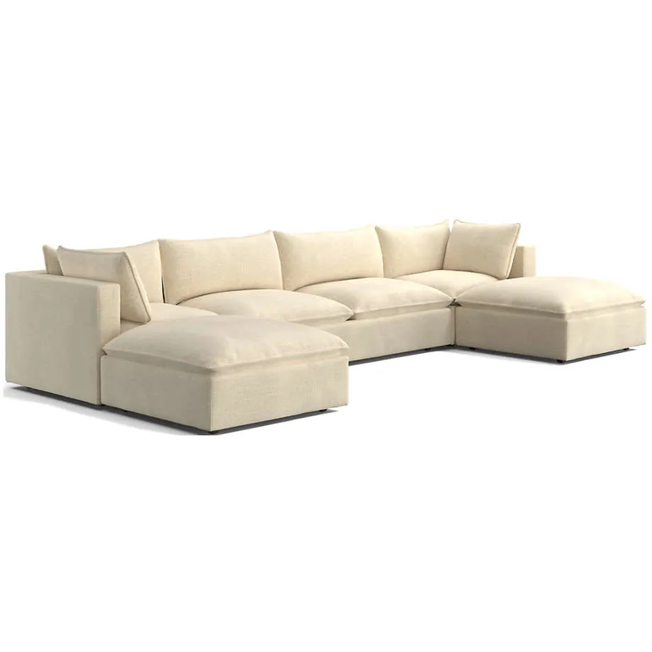 Lotus Deep Modular 5-Piece Sectional Sofa with Ottomans