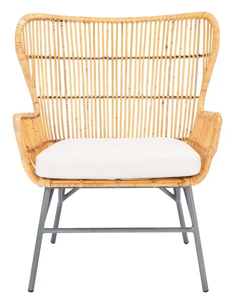 Lenu Rattan Accent Chair With Cushion - White / Natural