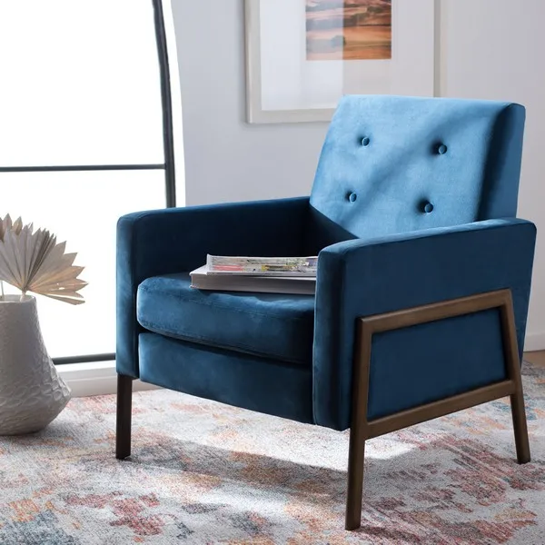 Roald Sofa Accent Chair - Prussian Blue / Antique Coffee