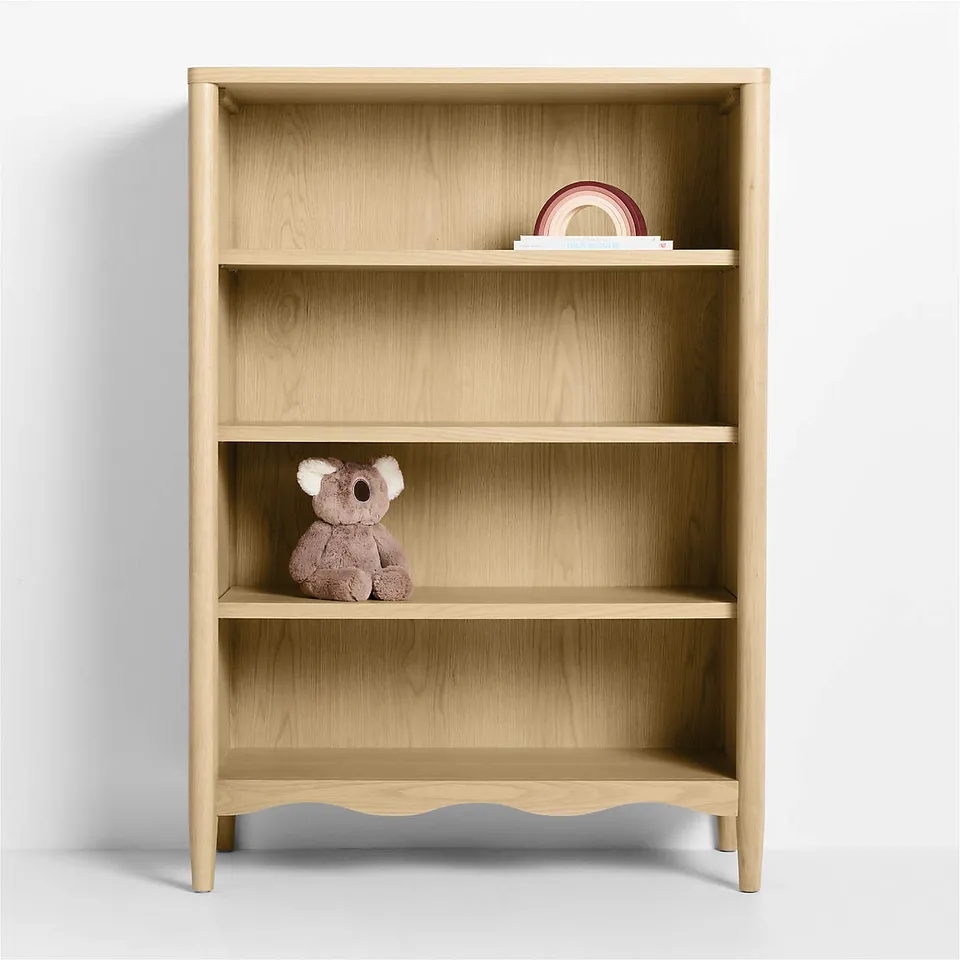 Waveland 38" Natural Oak Wood 4- Shelf Tall Kids Bookcase