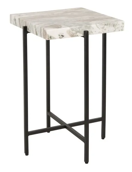 Tenzin Stone Top Accent Table - Multi Gray / Black