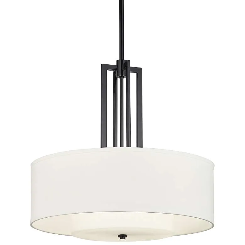 Possini Euro Sundry 24" Wide Gloss Black Modern Drum Pendant Light