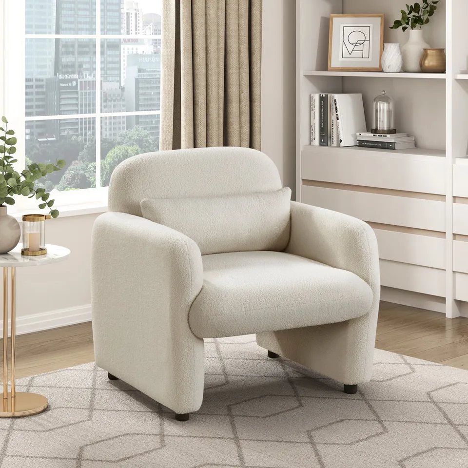 Contemporary Boucle Accent Chair