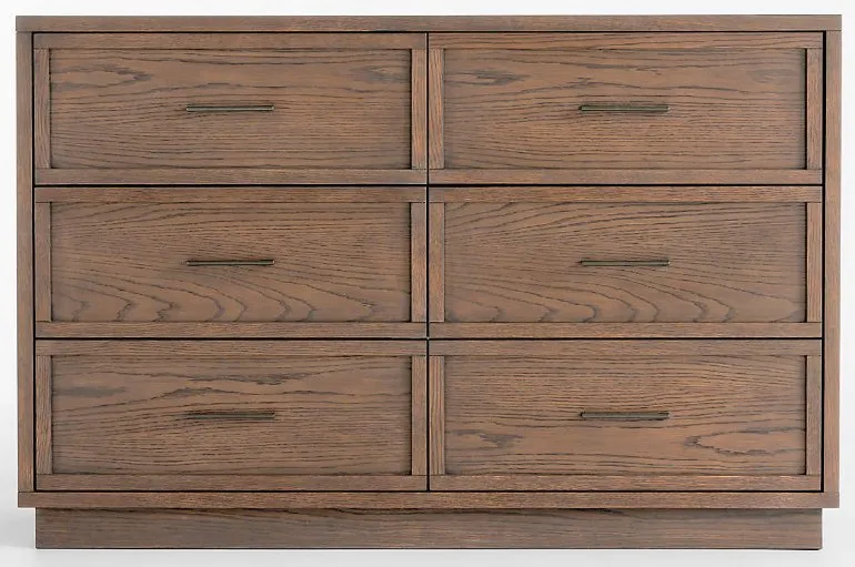Oliver 52" Deep Brown Wood Wide 6-Drawer Kids Dresser