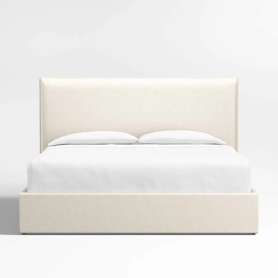 Arvada 54" Ivory King Upholstered Headboard with Storage Bed Base