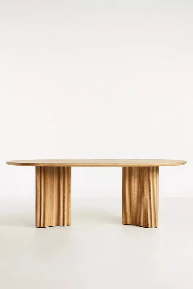 Scout Oval Double Pedestal Burl Wood Dining Table