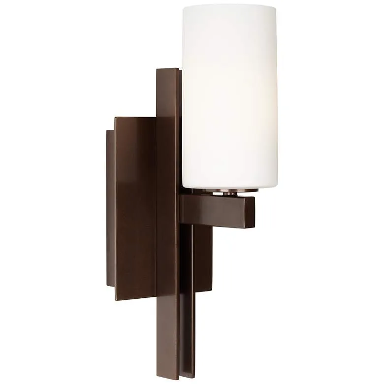 Possini Euro Ludlow 14" High Frosted White Glass Bronze Wall Sconce