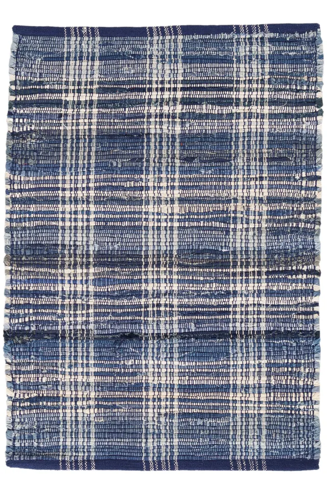 Denim Plaid Woven Cotton Rug - 8' x 10'