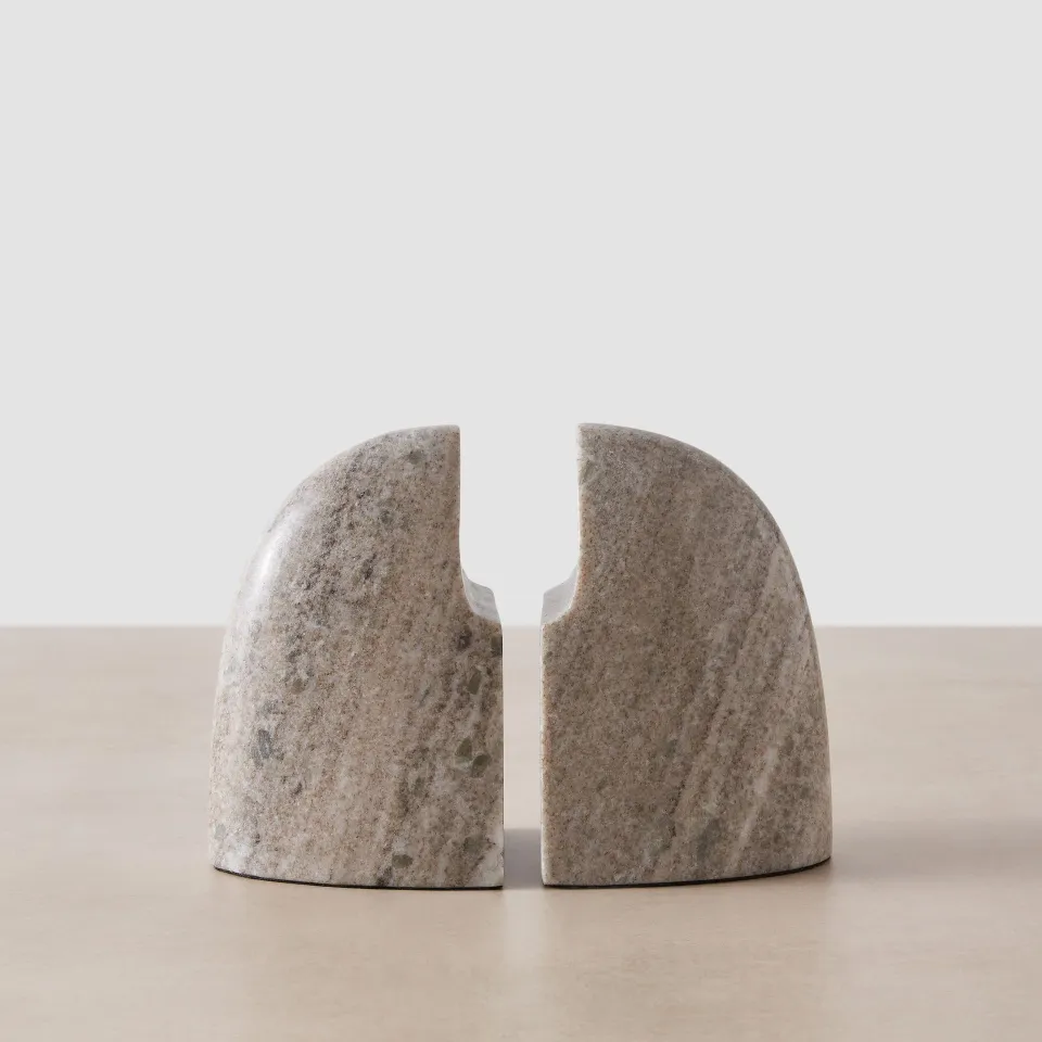 The Citizenry Anima Marble Bookends Set of 2 | Tan/Beige