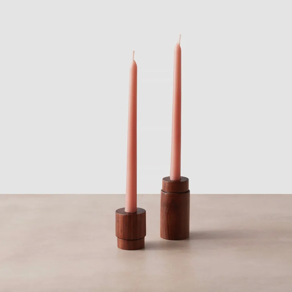 The Citizenry Beeswax Taper Candles Set of 2 | Blush
