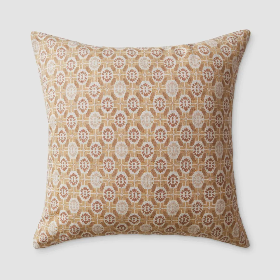 The Citizenry Ayana Block Print Pillow | 22" x 22" | Oranges