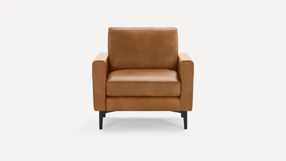 Nomad Leather Club Chair - Camel - Top Grain Leather / Black - Metal / Block