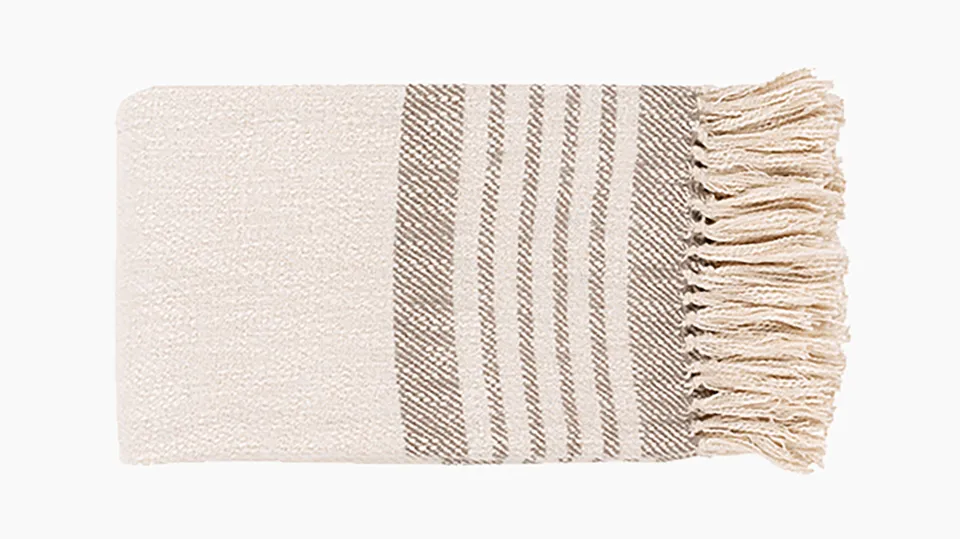 Cabin Stripe Throw Blanket, Taupe