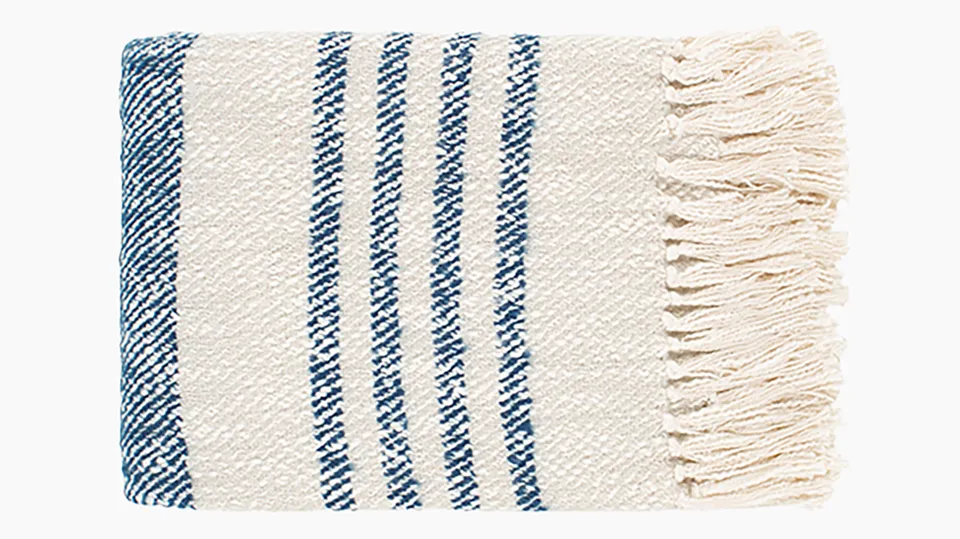 Cabin Stripe Throw Blanket, Navy