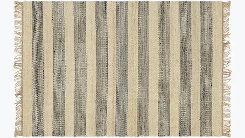 Wide Stripe Jute Rug, Navy Wide Stripe Jute, 8' x 10'