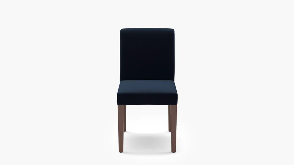Signature Dining Chair, Navy Performance Velvet, Walnut Square Tapered Leg