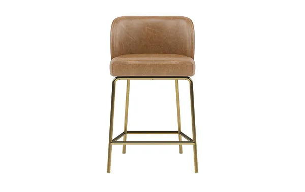 Graham Leather Metal Framed Upholstered Counter Stool