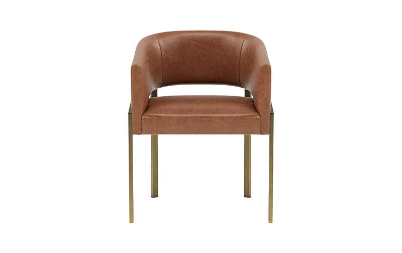 Mina Leather Metal Framed Upholstered Chair