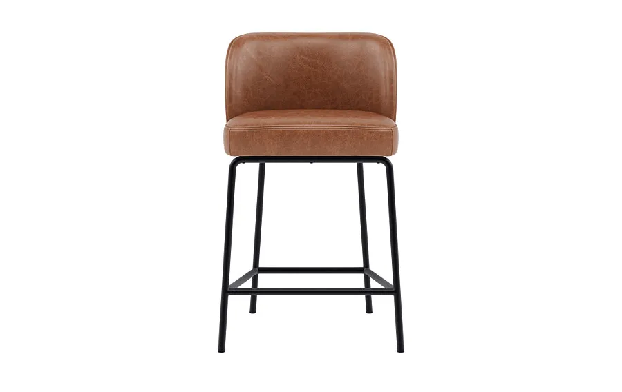 Graham Leather Metal Framed Upholstered Counter Stool