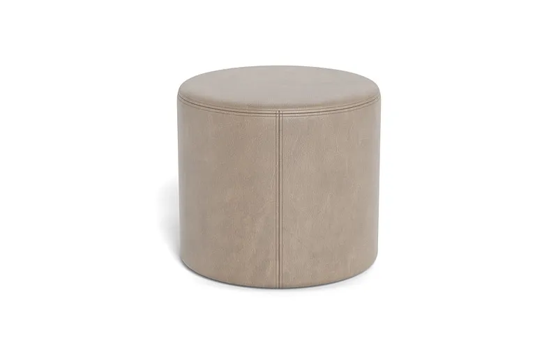 Colten Leather Round Stool Ottoman