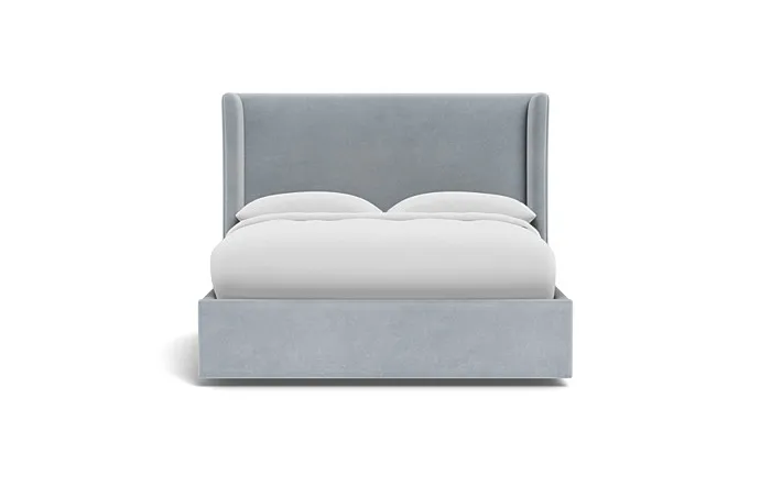 Graham Upholstered Queen Bed without Storage | Sterling Performance Velvet | 55" Headboard |