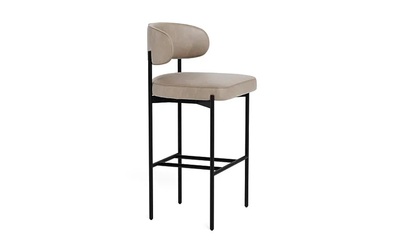 Hollis Leather Metal Framed Upholstered Bar Stool