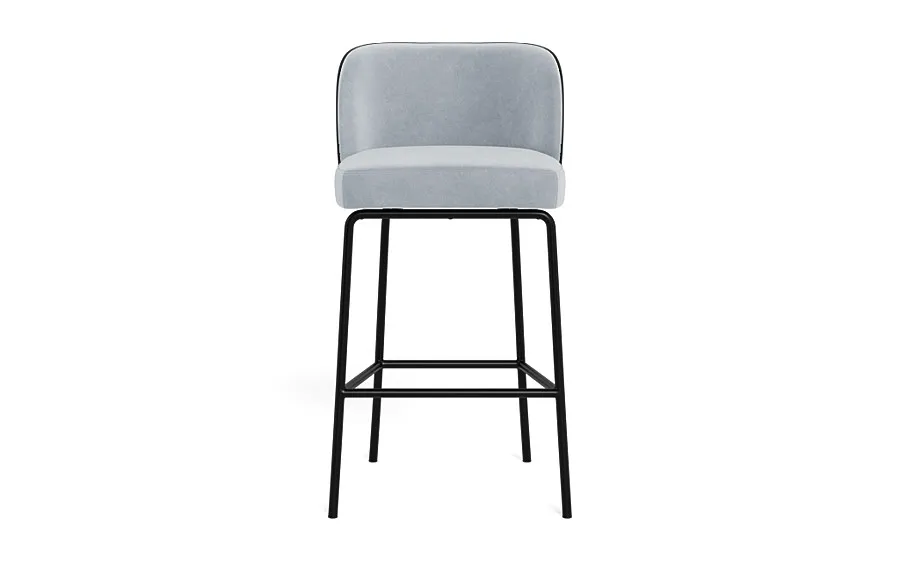 Graham Metal Framed Upholstered Bar Stool with Contrast Piping