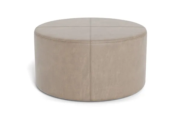 Colten Leather Round Coffee Table Ottoman