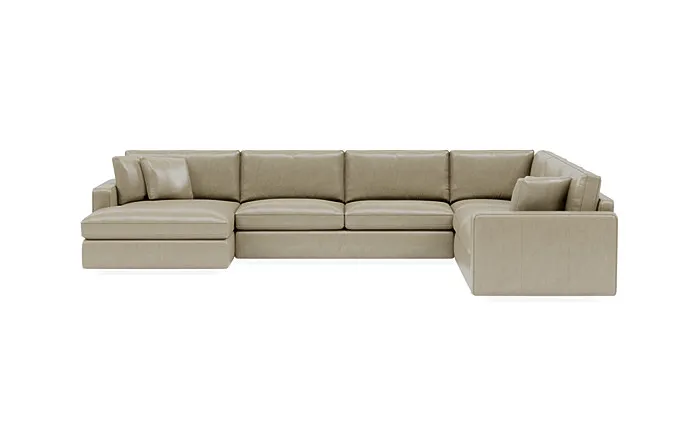 James Leather 4-Piece 5-Seat Corner Chaise Sectional Left