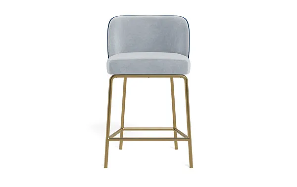 Graham Metal Framed Upholstered Counter Stool with Contrast Piping