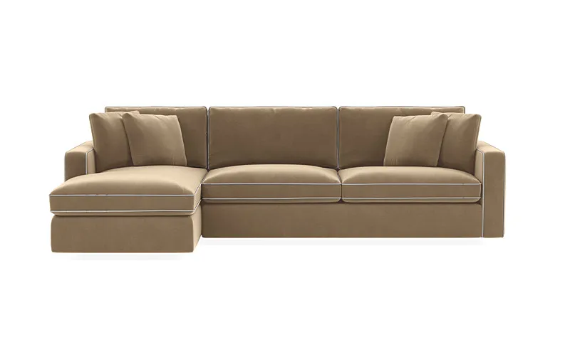 James 3-Seat  Chaise Sectional with Contrast Piping